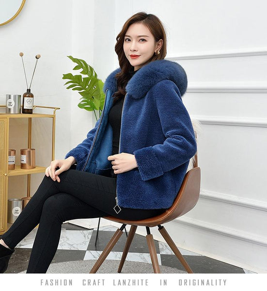 Winter Sheep Shearing Fox Fur Coat Female Wool Jacket Korean Thick Women's Fur Coats Elegant Women - SolaceConnect.com