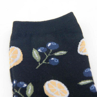 Korean Fresh Fruit Lemon Orange Blueberry Avocado Banana Flamingos Socks - SolaceConnect.com