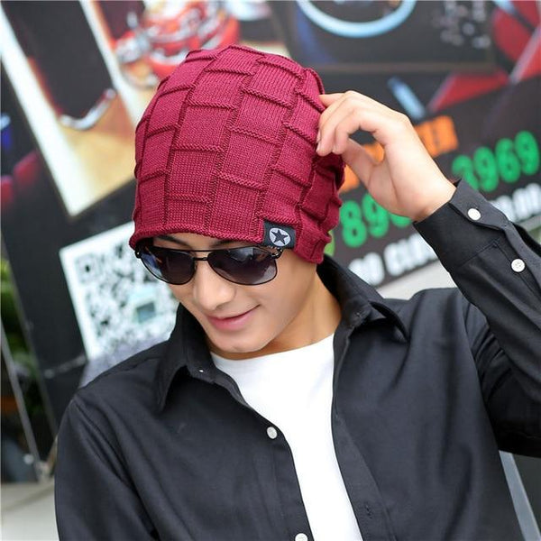 Korean Men and Women Winter Five Pointed Star Plus Knitted Woolen Hat - SolaceConnect.com