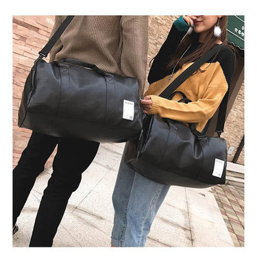 Korean Style Unisex Waterproof Leather Shoulder Wear Travel Duffle Bags - SolaceConnect.com