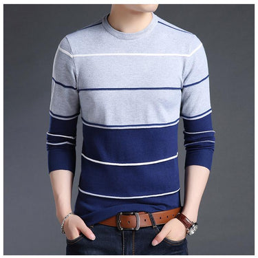 Korean Woolen Striped Slim Fit Knitted Pullover and Sweater for Men - SolaceConnect.com