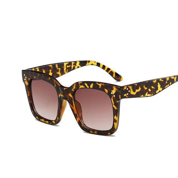 Ladies Fashion Flat Top Oversize Shield Shaped Vintage Sunglasses - SolaceConnect.com