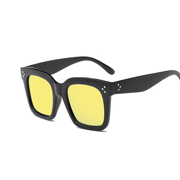 Ladies Fashion Flat Top Oversize Shield Shaped Vintage Sunglasses  -  GeraldBlack.com