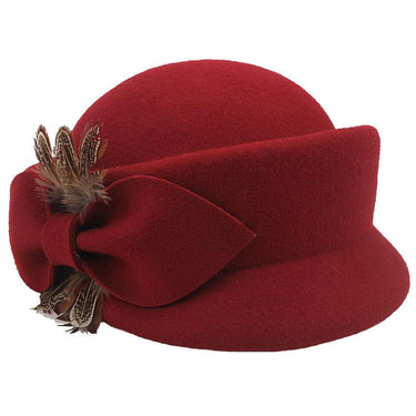 Ladies Fashion Wool Elegant Leisure Students Feather Bow Cap Fedora Hat  -  GeraldBlack.com