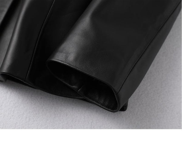 Ladies Genuine Leather Slim Outerwear Jacket with Belt for Autumn - SolaceConnect.com