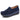 Ladies Navy Blue Genuine Leather Moccasins Fall Slip-on Casual Round Toe Handmade Shoes  -  GeraldBlack.com