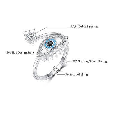 Lady's Fashionable Charm Crystal Devil's Eye Opening Adjustable Ring - SolaceConnect.com