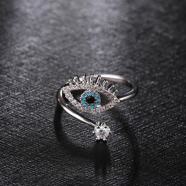 Lady's Fashionable Charm Crystal Devil's Eye Opening Adjustable Ring - SolaceConnect.com