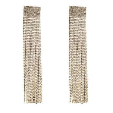 Lady's Full Shiny Rhinestone Long Chain Dangle Earrings Statement Jewelry - SolaceConnect.com