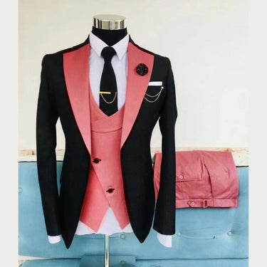 Lapel Single Breasted Blazer Tuxedo Wedding Party 3 Pieces Suits for Men  -  GeraldBlack.com