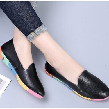 Large Autumn Women's Genuine Leather Pointed Toe Slip-on Flats Loafers - SolaceConnect.com