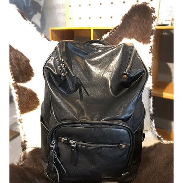 Large Capacity Genuine Leather Men Backpack Computer Bag Casual Cowhide Travel Backpack Big Schoolbag  -  GeraldBlack.com