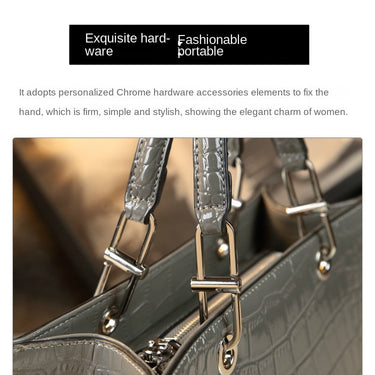 Large Capacity Genuine Leather Women Dinner Shoulder Bag Mother Crocodile Pattern Crossbady Handbag  -  GeraldBlack.com