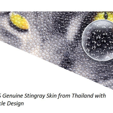 Large Capacity Unisex Kitty Cat Designer Exotic Genuine Stingray Skin Purse  -  GeraldBlack.com