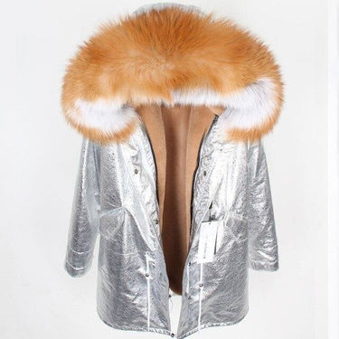Large Hooded Long Detachable Women's Fox Fur Leather Lining Coats & Jackets  -  GeraldBlack.com