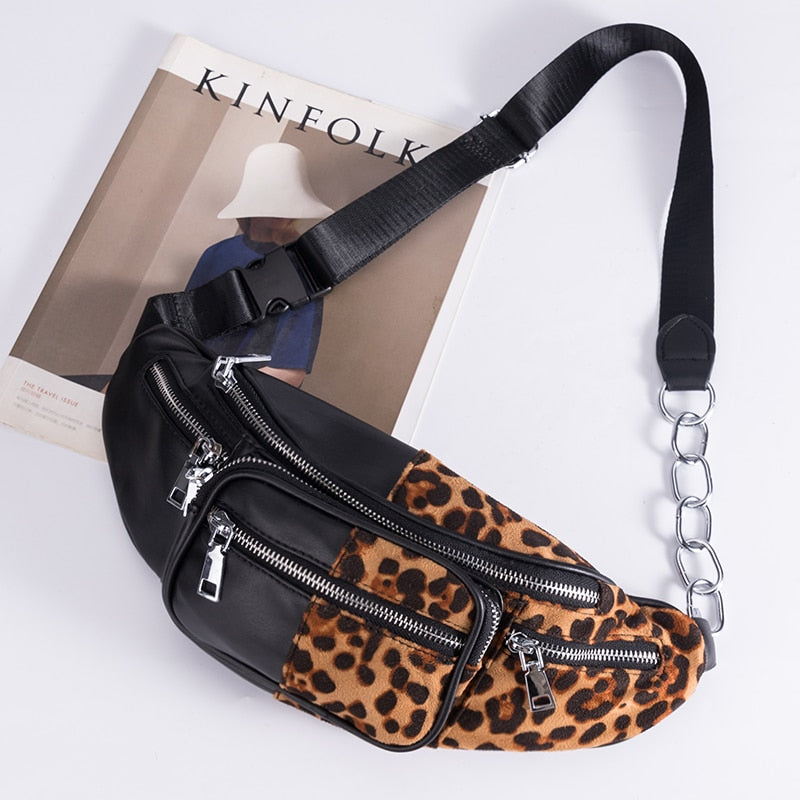 Large Leopard Animal Prints Fanny Adjustable Waist Pack Chest Phone Pouch Belt Bag Fashion Crossbody Purse  -  GeraldBlack.com