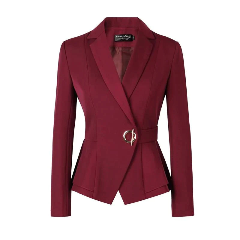 Large Winter Formal Long Sleeve Slim Wine Red Blazer and Skirt Suit on Clearance  -  GeraldBlack.com