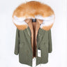 D1 Women's leather jacket Large Natural Fox Fur Hooded Coat Parka Outwear Long Detachable Lining - SolaceConnect.com