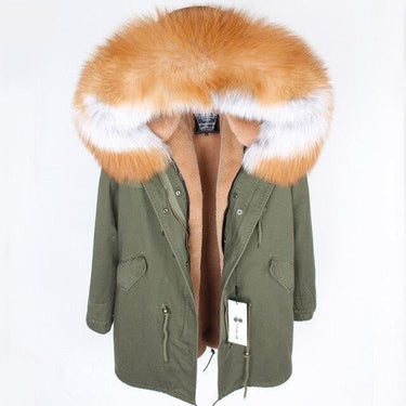 Large Women's Fox Fur Leather Hooded Long Detachable Lining Coats & Jackets  -  GeraldBlack.com