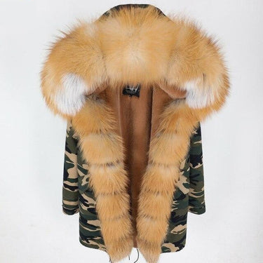 Large Women's Fox Fur Leather Hooded Long Detachable Slim Coats & Jackets  -  GeraldBlack.com