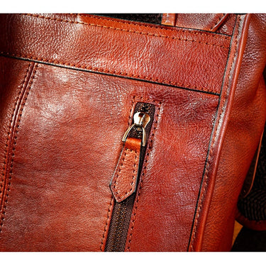 Leather Backpack Computer Bag First Layer Leather Backpackage Men's and Women's Casual Travel Bag  -  GeraldBlack.com