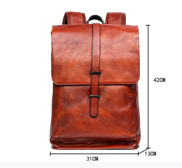 Leather Backpack Computer Bag First Layer Leather Backpackage Men's and Women's Casual Travel Bag  -  GeraldBlack.com