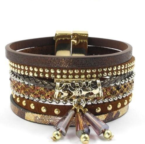 Leather Charm Magnet Buckle Bohemian Bracelets & Bangles for Summer  -  GeraldBlack.com