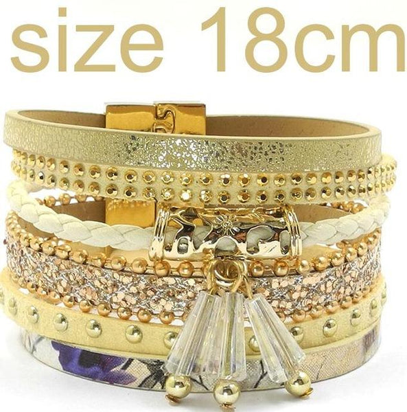 Leather Charm Magnet Buckle Bohemian Bracelets & Bangles for Summer - SolaceConnect.com