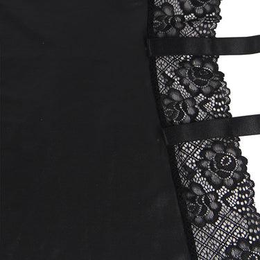 Leather Lingerie Hollow Push Up Bra Sleepwear Black Plus Size Sexy Lace Skirt Adjust Floral Underwire Dress  -  GeraldBlack.com