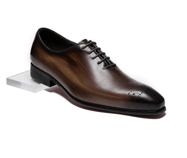Leather Oxford Brogues Men’s Formal Lace-Up Shoes for Office and Wedding - SolaceConnect.com