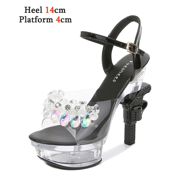 LED Glowing Platforms Ultra-Heeled Pistol Rhinestone Sexy Sandals for Women  -  GeraldBlack.com