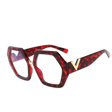 Leopard Fashion Women's Polygon Clear Glasses Reading Eyeglasses - SolaceConnect.com