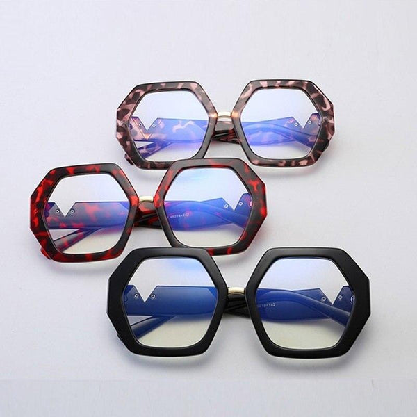 Leopard Fashion Women's Polygon Clear Glasses Reading Eyeglasses  -  GeraldBlack.com