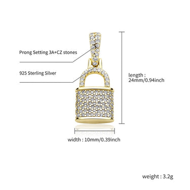 Lock Design Solid 925 Sterling Silver 14K Gold Pendant Necklace for Women  -  GeraldBlack.com