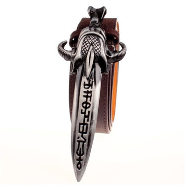 Long Knife Retro Sword Totem Pattern Western Style Buckle Metal Belt for Men - SolaceConnect.com