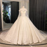 Long Sleeve Ball Gown Off Shoulder Lace Heavy Beads Bridal Wedding Dress - SolaceConnect.com