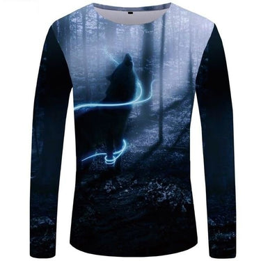 Long Sleeve Black Hip Hop Animal T-Shirt for Men with O-Neck - SolaceConnect.com