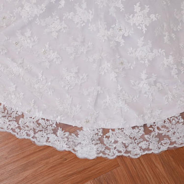 Long Sleeve Luxury Train Sexy Lace Wedding Dress with Flowers - SolaceConnect.com