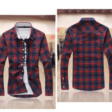 Long Sleeve Plaid Checkered Button Down Men’s Casual Shirt in Plus Size - SolaceConnect.com
