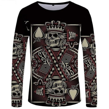 Long Sleeved Clothing Skull Tee Punk 3D Print Motorcycle T-Shirts - SolaceConnect.com