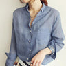 Long-Sleeved White Linen Korean Casual Female Blouse Tops for Autumn - SolaceConnect.com