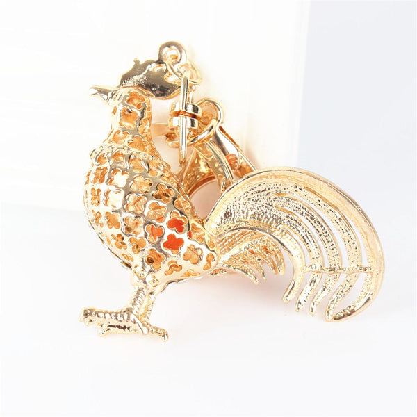 Long Tail Cock Rooster Crystal Rhinestone Charm Pendant Purse Bag Key Chain - SolaceConnect.com