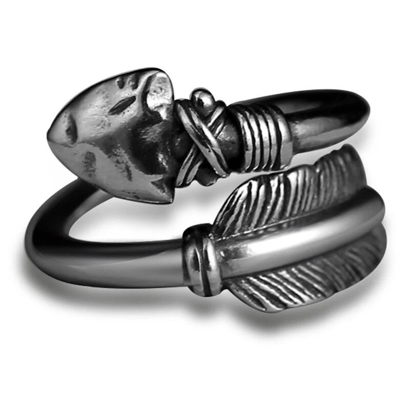 Love Cupid's Arrows Big Black Genuine 925 Silver Adjustable Ring for Men  -  GeraldBlack.com