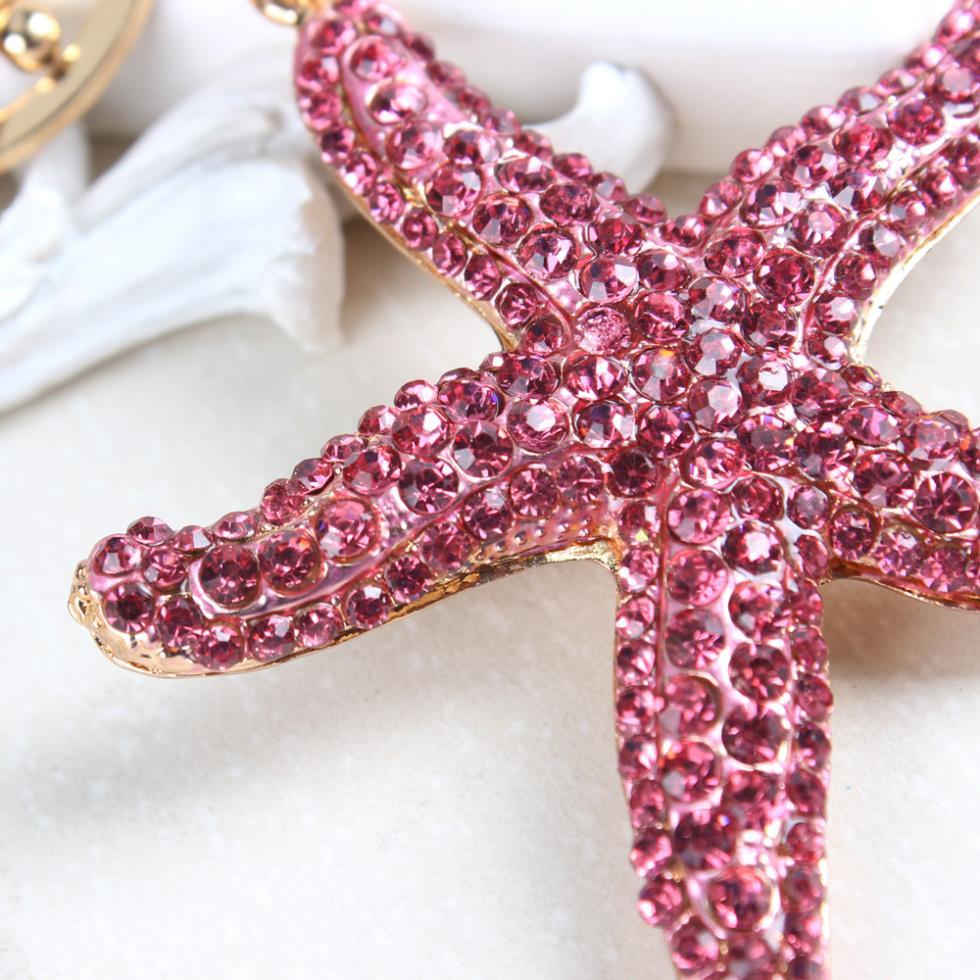 Lovely Asteroid Starfish Crystal Charm Purse Pendant & Gift Key Chain  -  GeraldBlack.com