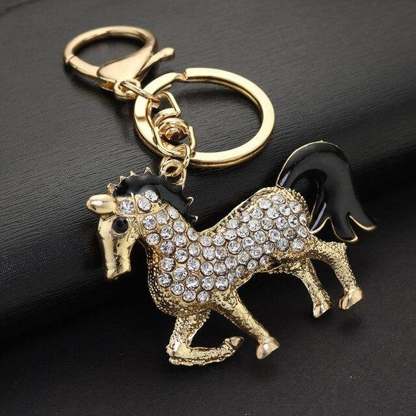 Lovely Crystal Rhinestone Animal Horse Pendant Key Chains for Car & Handbag - SolaceConnect.com