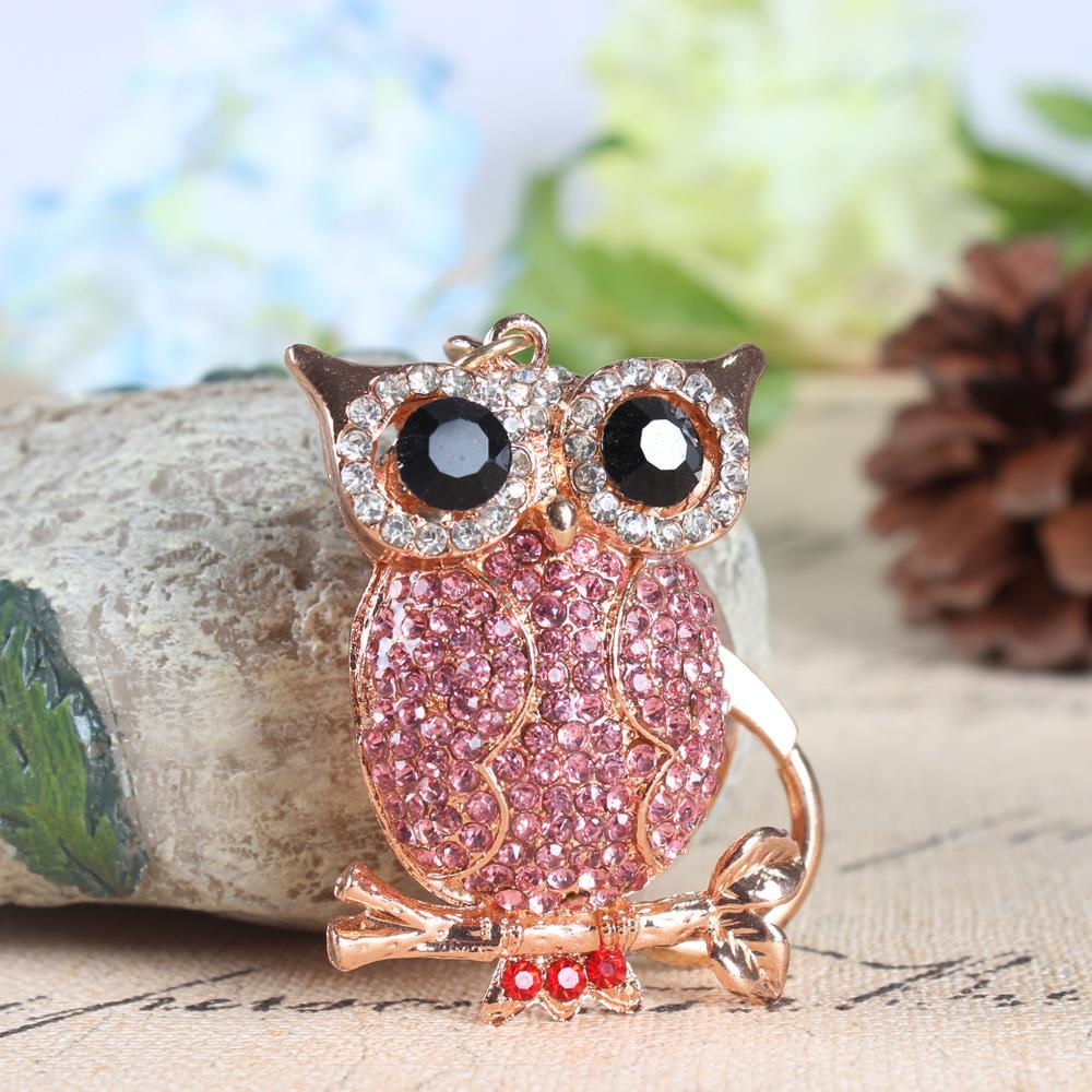 Lovely Owl Branch Cute Crystal Charm Purse Pendant & Party Key Chain  -  GeraldBlack.com