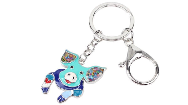 Lovely Pig Piggy Animal Metal Alloy Enamel Keychain Key Holder Jewelry - SolaceConnect.com