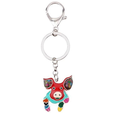 Lovely Pig Piggy Animal Metal Alloy Enamel Keychain Key Holder Jewelry - SolaceConnect.com