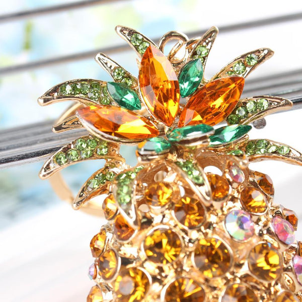 Lovely Pineapple Ananas Fruit Pendant Charm Crystal Rhinestone Key Chain - SolaceConnect.com