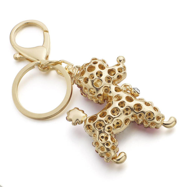 Lovely Poodle Dog Bowknot Crystal Keychains Keyrings for Car Purse Bag - SolaceConnect.com